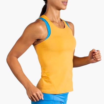 Movement angle (treadmill) view of Brooks Pick-Up Tank for women