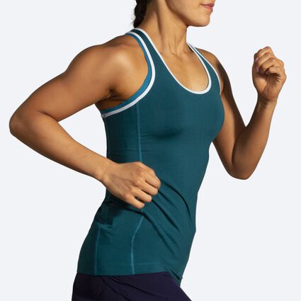 Movement angle (treadmill) view of Brooks Pick-Up Tank for women