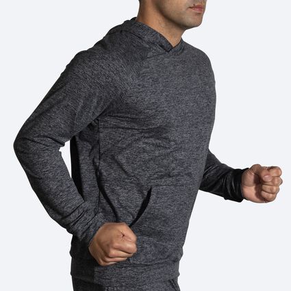 Movement angle (treadmill) view of Brooks Luxe Hoodie for men