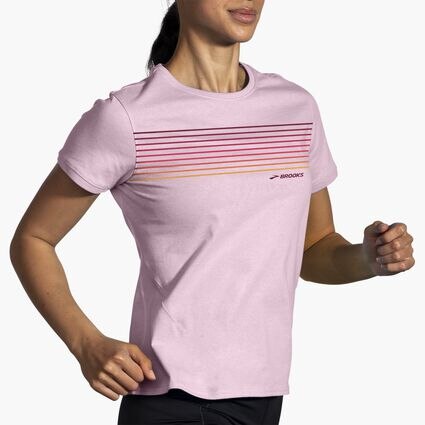 Movement angle (treadmill) view of Brooks Distance Short Sleeve 2.0 for women