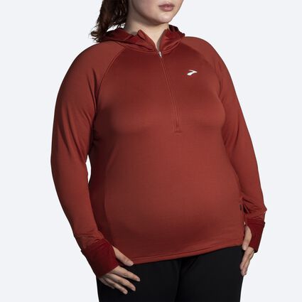 Model (front) view of Brooks Notch Thermal Hoodie 2.0 for women