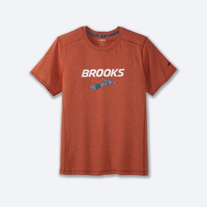 Laydown (front) view of Brooks Distance Short Sleeve 2.0 for men
