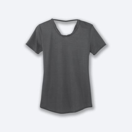 Laydown (front) view of Brooks Distance Short Sleeve for women