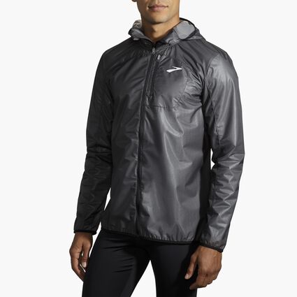 Model angle (relaxed) view of Brooks All Altitude Jacket for men