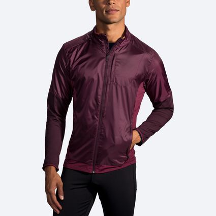 Model angle (relaxed) view of Brooks Fusion Hybrid Jacket for men