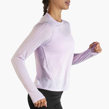 Movement angle (treadmill) view of Brooks Distance Long Sleeve for women