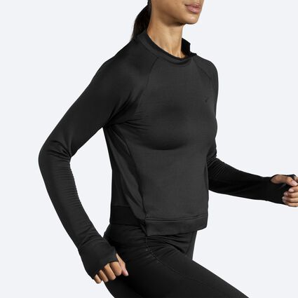 Movement angle (treadmill) view of Brooks Notch Thermal Long Sleeve for women