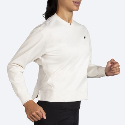 Movement angle (treadmill) view of Brooks Run Within Sweatshirt for women