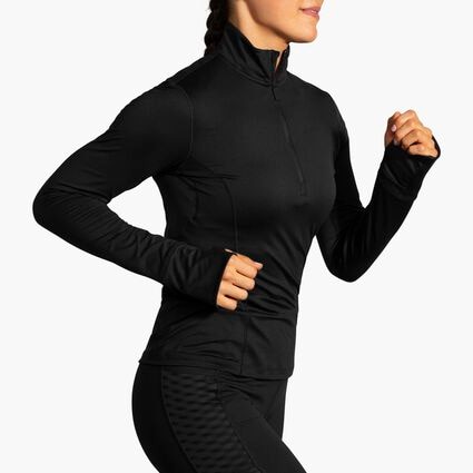 Movement angle (treadmill) view of Brooks Dash 1/2 Zip for women