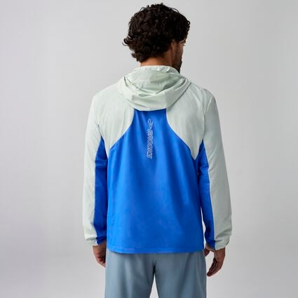Model (back) view of Brooks Canopy Packable Jacket for men