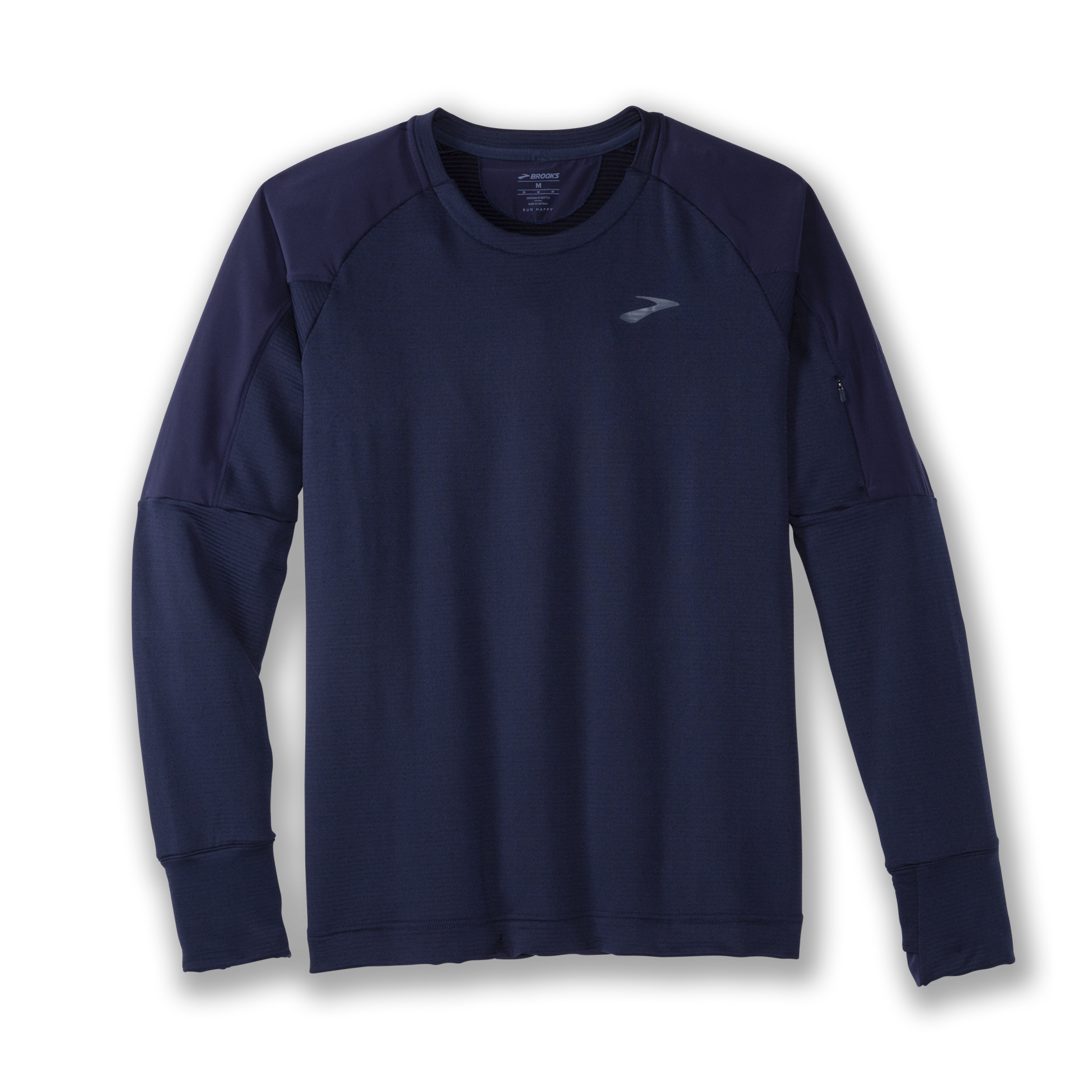 Higher State Mens Crew Neck Long Sleeve Running Top 2.0 Navy Blue Sports 