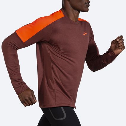 Movement angle (treadmill) view of Brooks Notch Thermal Long Sleeve 2.0 for men
