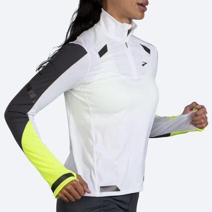 Movement angle (treadmill) view of Brooks Run Visible 1/2 Zip for women