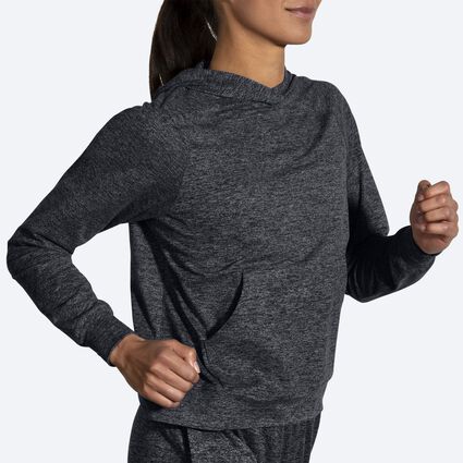 Movement angle (treadmill) view of Brooks Luxe Hoodie for women