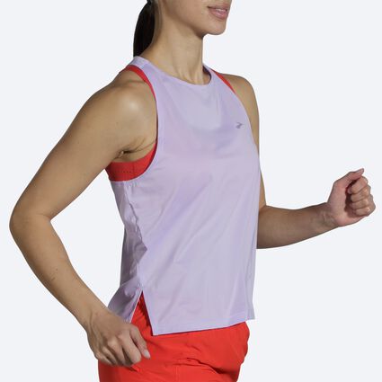 Movement angle (treadmill) view of Brooks Sprint Free Tank for women