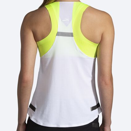 Model (back) view of Brooks Carbonite Tank for women