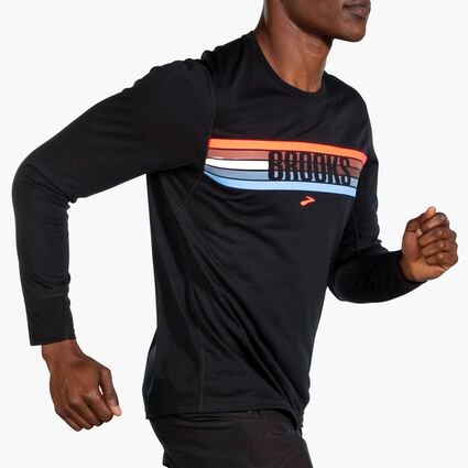 Movement angle (treadmill) view of Brooks Distance Graphic Long Sleeve for men