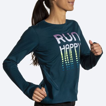 Movement angle (treadmill) view of Brooks Distance Long Sleeve 3.0 for women