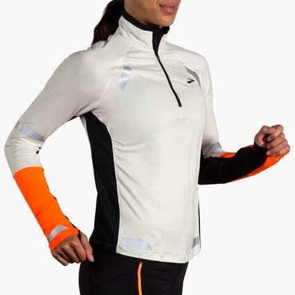 Movement angle (treadmill) view of Brooks Run Visible 1/2 Zip 2.0 for women