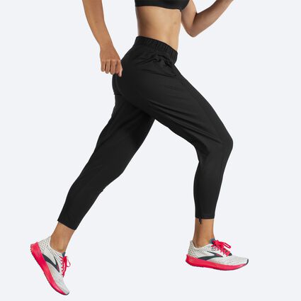 Movement angle (treadmill) view of Brooks Shakeout Pant for women