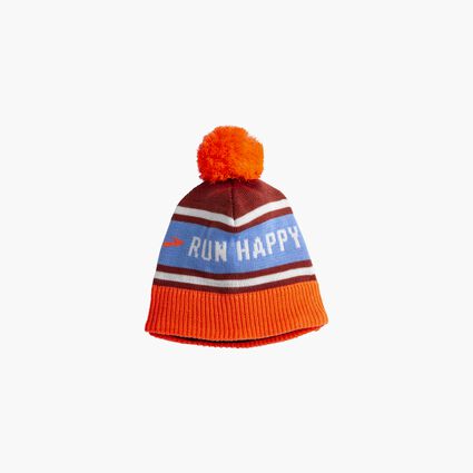 Laydown (front) view of Brooks Heritage Pom Beanie for unisex
