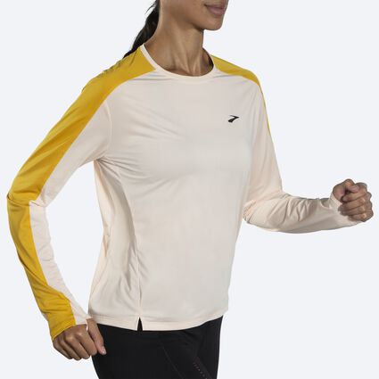 Movement angle (treadmill) view of Brooks Sprint Free Long Sleeve 2.0 for women