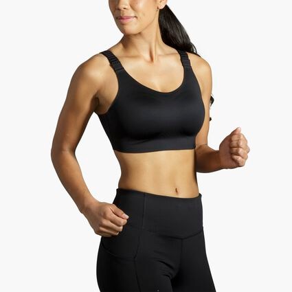Model angle (relaxed) view of Brooks Scoopback 2.0 Sports Bra for women