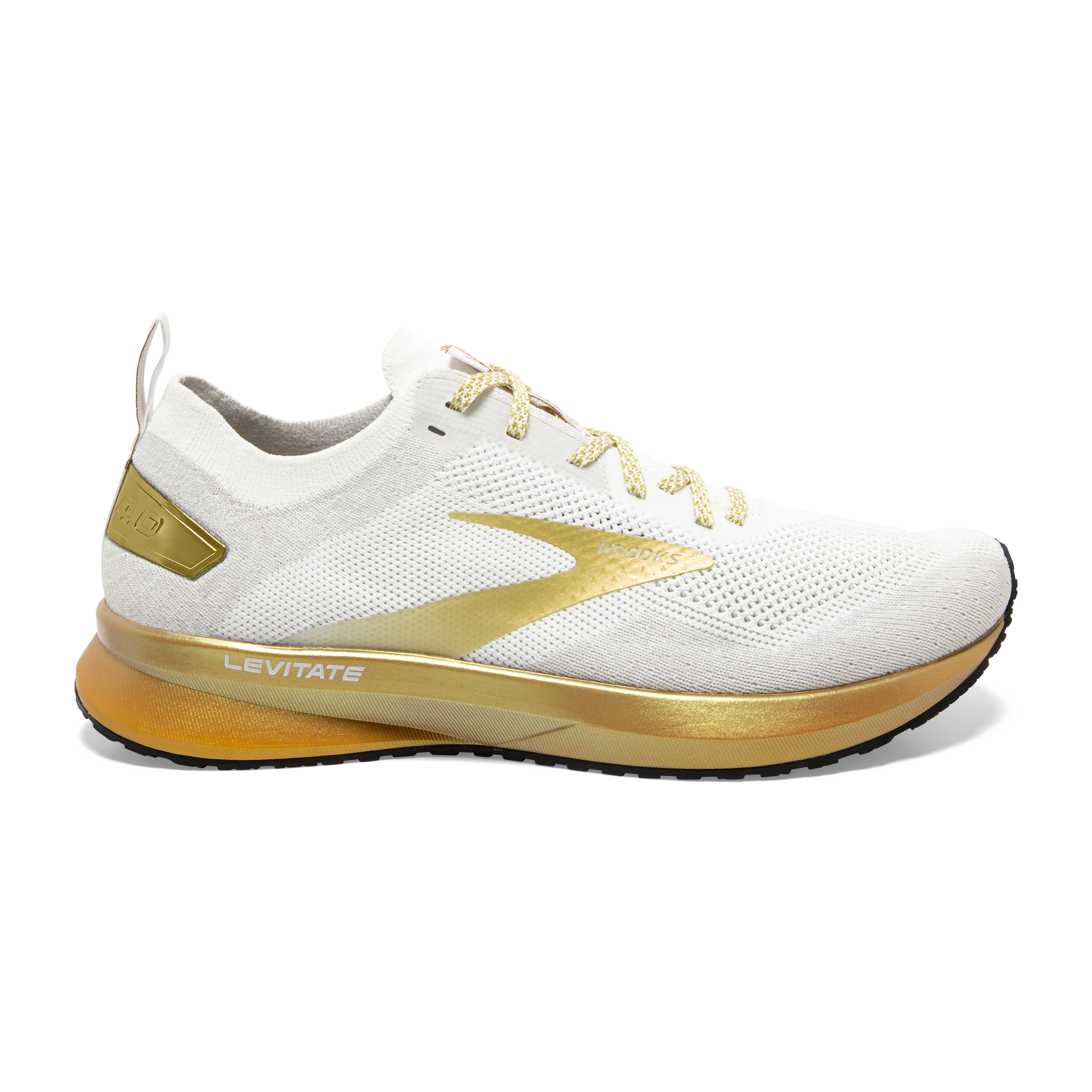 White and gold brooks running shoes Clearance