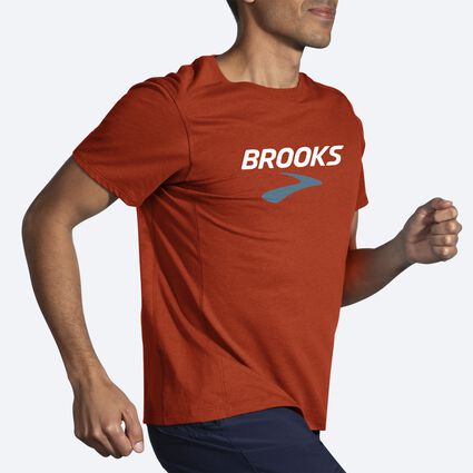 Movement angle (treadmill) view of Brooks Distance Short Sleeve 2.0 for men
