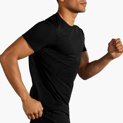 Movement angle (treadmill) view of Brooks Distance Short Sleeve for men