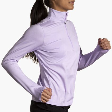 Movement angle (treadmill) view of Brooks Dash 1/2 Zip 2.0 for women