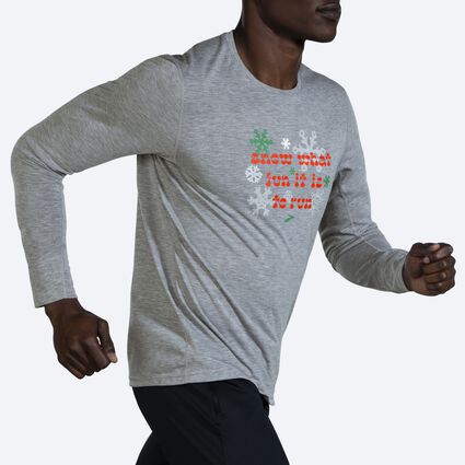 Movement angle (treadmill) view of Brooks Run Merry Distance Graphic LS for men