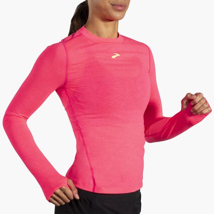 Brooks High Point Long Sleeve für Damen – Ansicht aus einem Winkel bei Bewegung (Laufband)