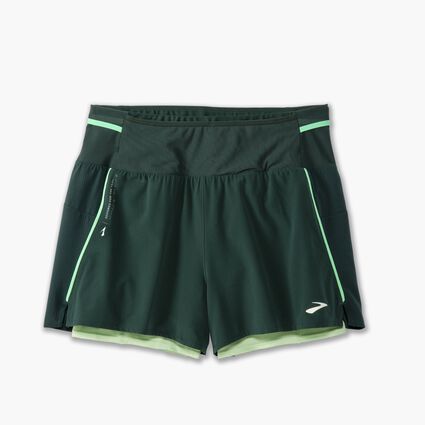 Laydown (front) view of Brooks High Point 3" 2-in-1 Short 2.0 for women
