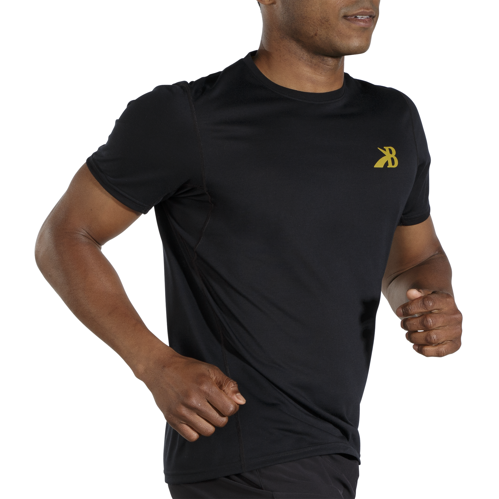 Brooks Herren Distance Grafik Kurzarm T Shirt Tee Top Sport Funktionsshirt Grau 