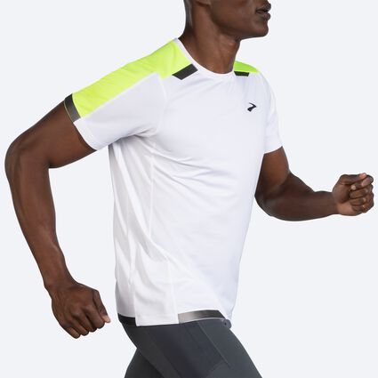 Movement angle (treadmill) view of Brooks Run Visible Short Sleeve for men