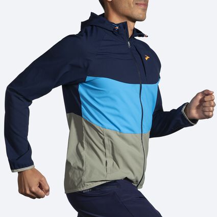 Movement angle (treadmill) view of Brooks Canopy Jacket for men