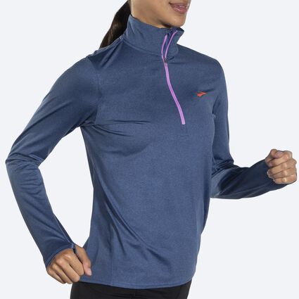Movement angle (treadmill) view of Brooks Dash 1/2 Zip 2.0 for women