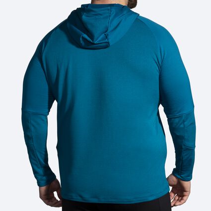 Model (back) view of Brooks Notch Thermal Hoodie 2.0 for men