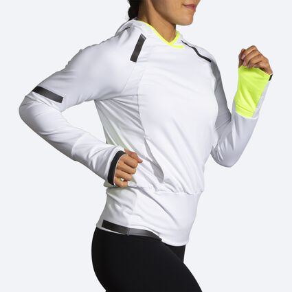 Movement angle (treadmill) view of Brooks Carbonite Hoodie for women