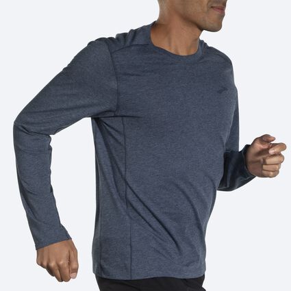 Movement angle (treadmill) view of Brooks Distance Long Sleeve 2.0 for men