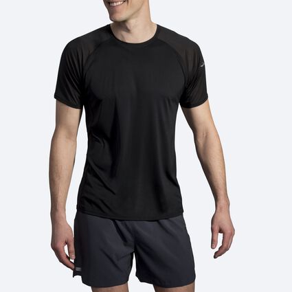 Model angle (relaxed) view of Brooks Stealth Short Sleeve for men