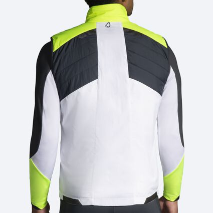Model (back) view of Brooks Run Visible Insulated Vest for men
