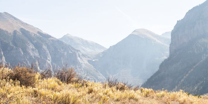 Scenic landscape view of mountain peaks