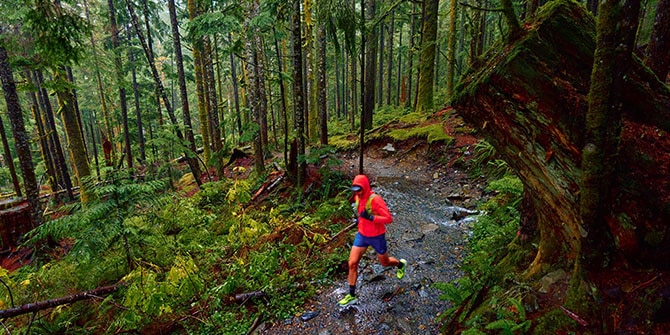 JP running in the forest