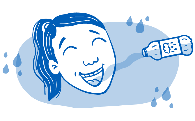 Illustration of two runners drinking water