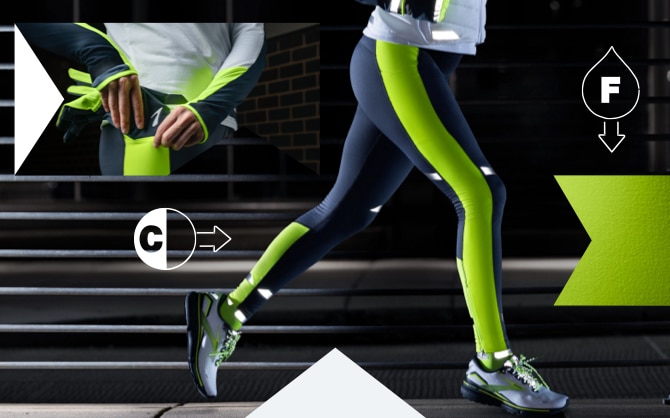 A runner lit up in the dark