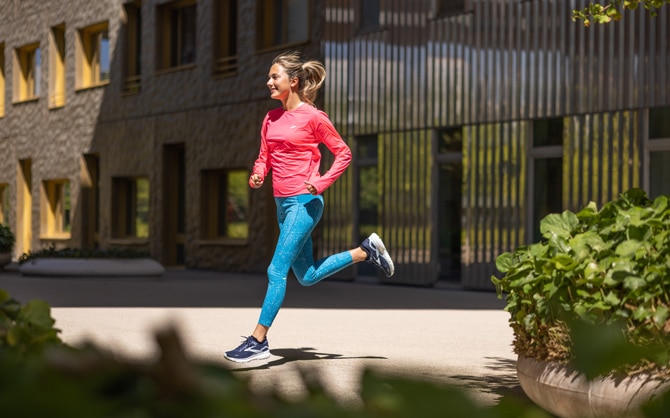 Runner running along beautiful scenery.