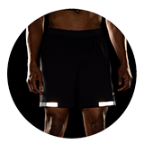 Short Carbonite 7" 2-en-1 pour hommes (noir avec bandes réfléchissantes)