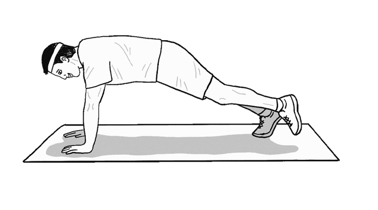 An animated gif of a man demonstrating knee to elbow strikes.